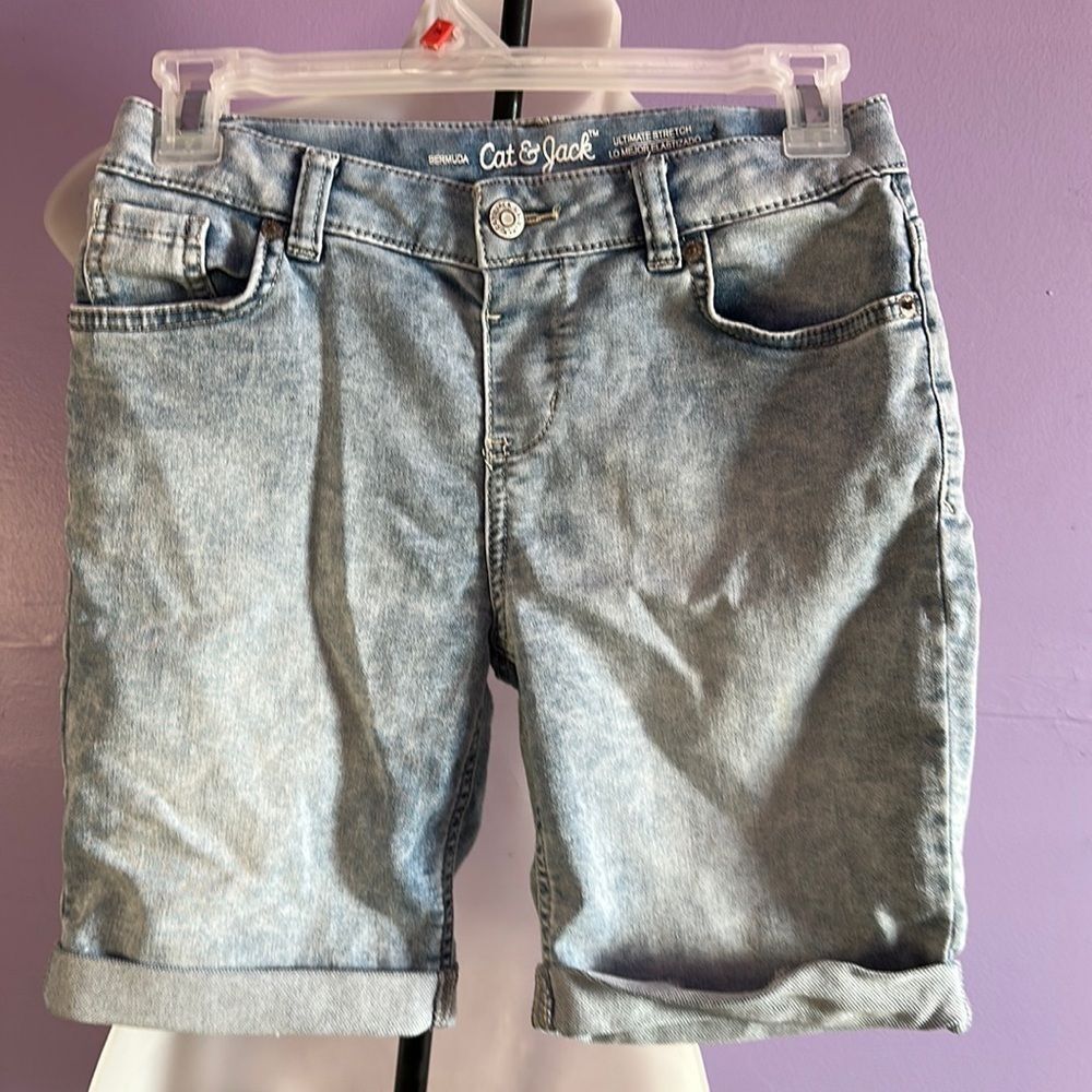 Cat & Jack Girls Bermuda Shorts Size Large Pale Blue Casual Summer Cotton